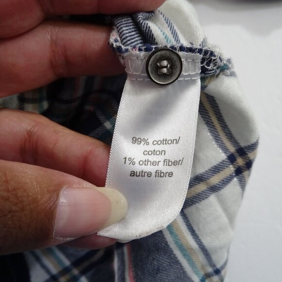 Maurices Navy Blue Cream Pink Silver Plaid Flannel Button Up Shirt Women Size XL - Picture 6 of 12